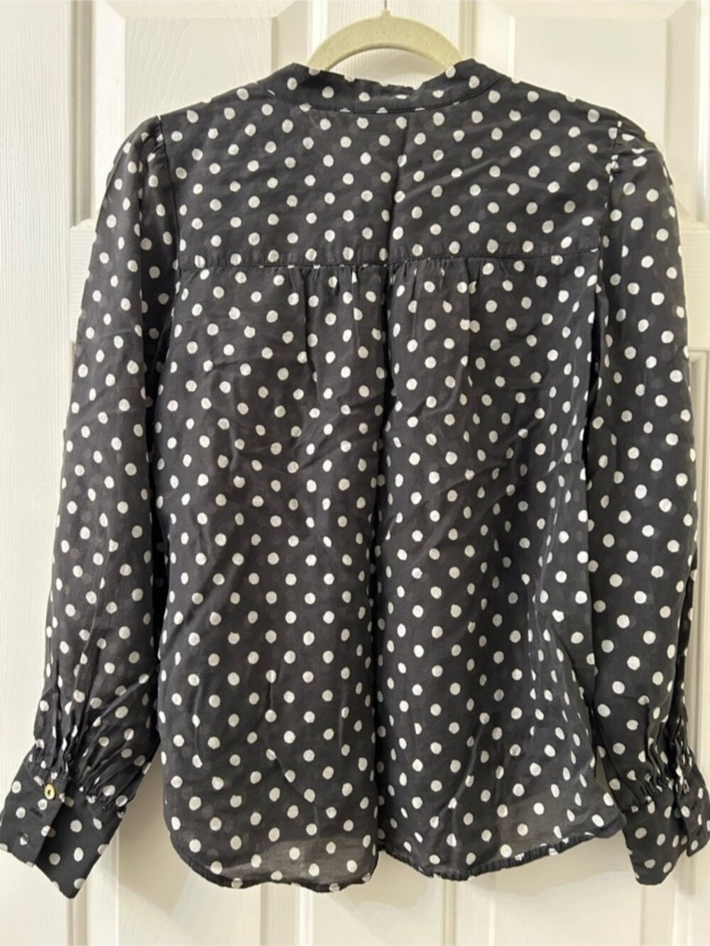 Black and White Polka Dot Button-Front Blouse - Picture 2 of 2